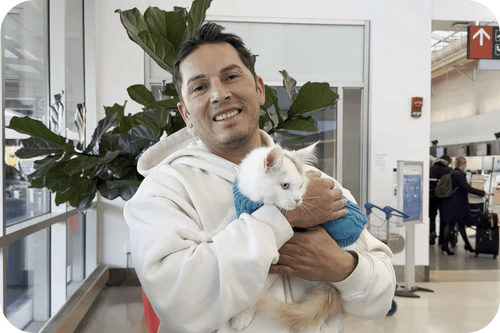 Happy family with their puppy