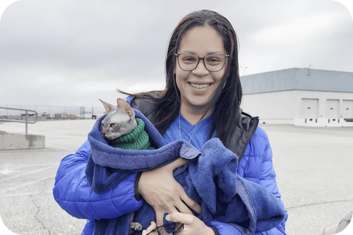 Happy family with their puppy