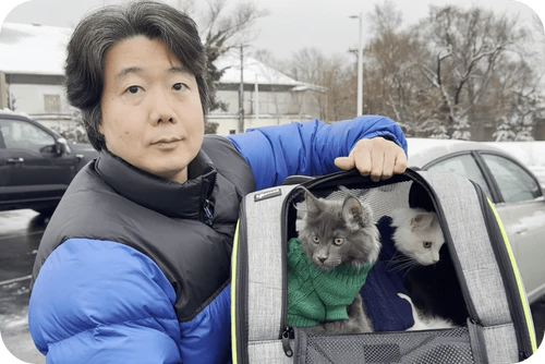 Happy family with their puppy